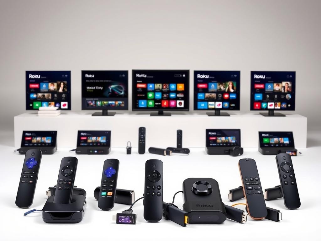 A sleek and modern tech display showcasing an array of streaming devices side-by-side, captured in a well-lit, minimalist studio setting. The foreground features the latest models of Roku, Firestick, and other popular streaming platforms, arranged with care and attention to detail. The middle ground showcases their remote controls, UI interfaces, and technical specifications, presented in a clean, organized manner. The background subtly fades into a soft, neutral tone, allowing the devices to take center stage. The overall composition conveys a sense of comparison, highlighting the unique features and capabilities of each streaming solution, inviting the viewer to explore and discover the optimal choice for their entertainment needs.